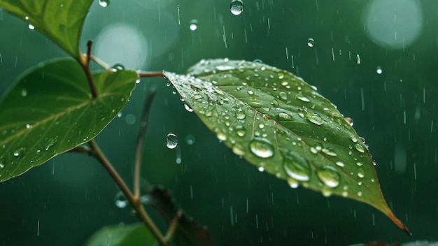 PSD a leaf with water drops on it and the word in the middle