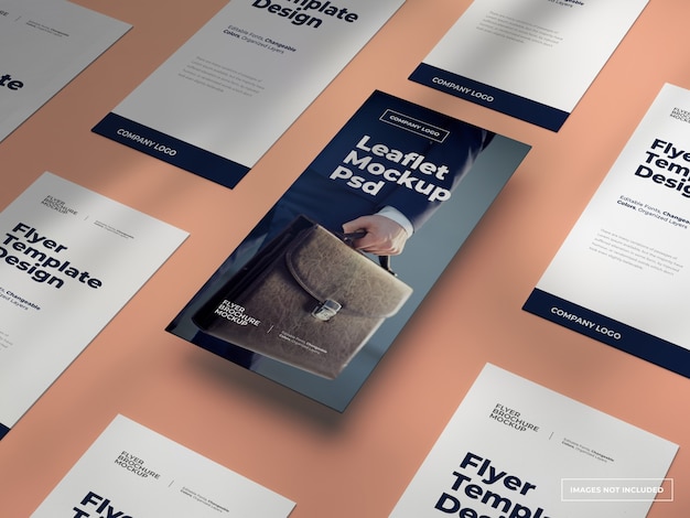 Leaflet flyer mockups with changeable color