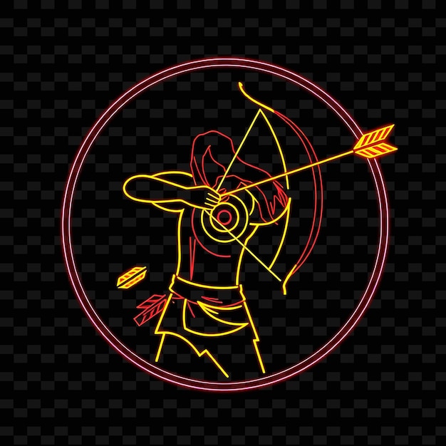 Lean Archer With Bow Neon Target Art Design With Bold Red and Yellow Mixed Color Decorated With Bul1