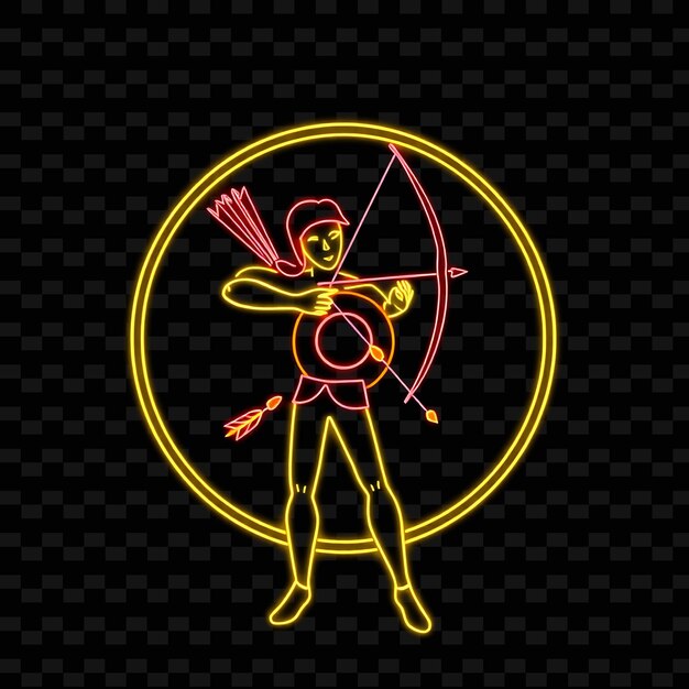 Lean Archer With Bow Neon Target Art Design With Bold Red and Yellow Mixed Color Decorated With Bul1