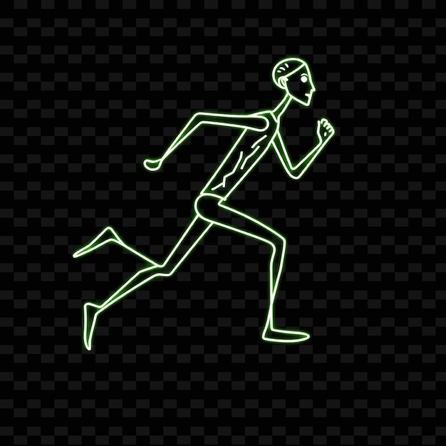 Lean Runner With Long Legs Neon Stick Figure Art Design With Lime Green and White Mixed Color De