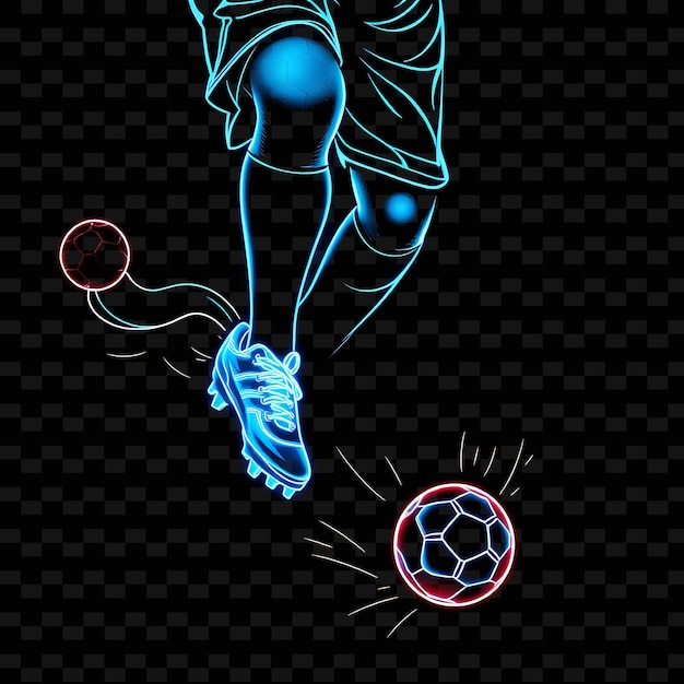 Lean Soccer Player With Cleats Neon Futuristic Art Design With Electric Blue and Silver Mixed Co