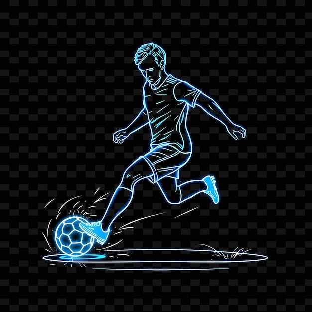 Lean Soccer Player With Cleats Neon Futuristic Art Design With Electric Blue and Silver Mixed Co