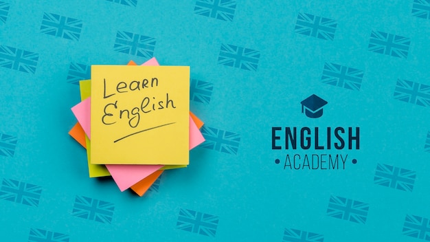 PSD learn english sticky notes mock-up