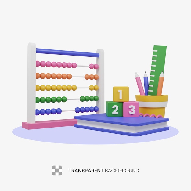 Learning abacus 3D Illustration