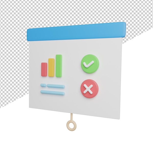 Learning Strategy Study side view 3d rendering icon illustration on transparent background