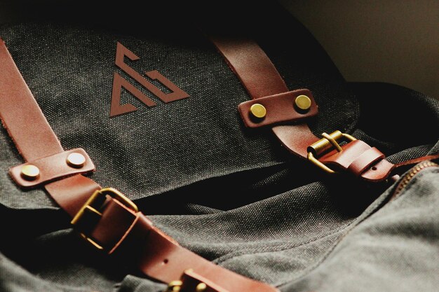 PSD leather bag logo mockup