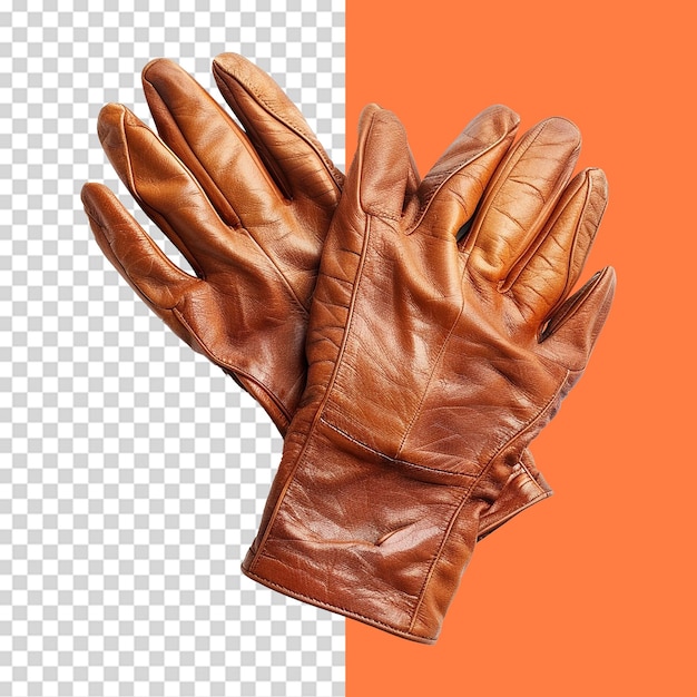 PSD leather gloves isolated on transparent background