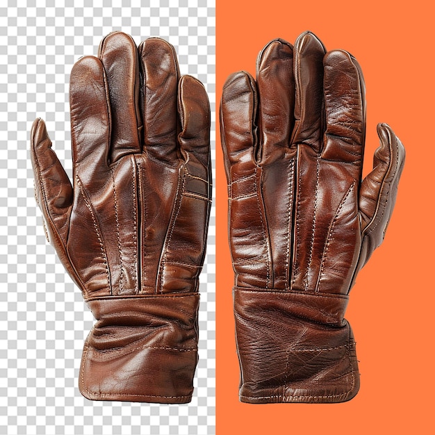 PSD leather gloves isolated on transparent background