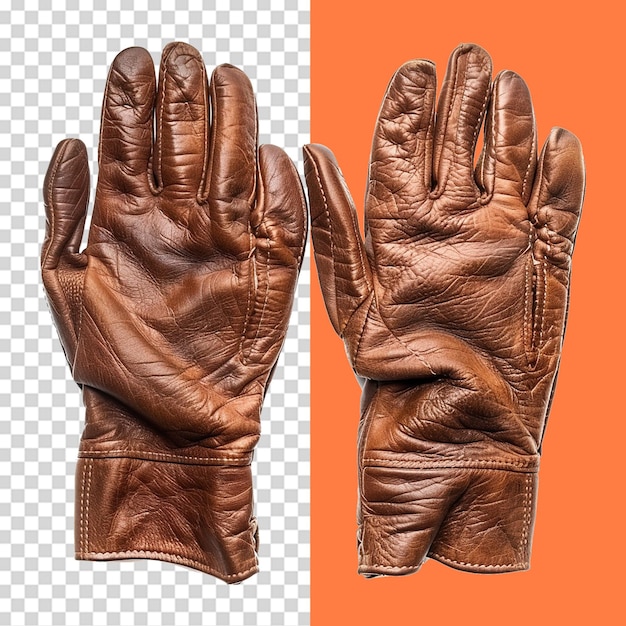 PSD leather gloves isolated on transparent background