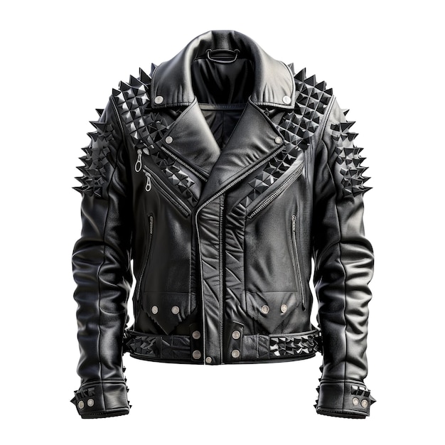 PSD a leather jacket with a leather band on the front and the words  rock  on the back