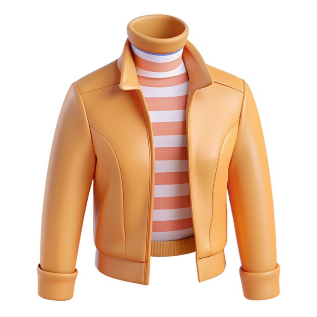 a leather jacket with a striped shirt on the front and a striped shirt on the left