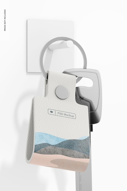 Leather Keychain Mockup, Hanging