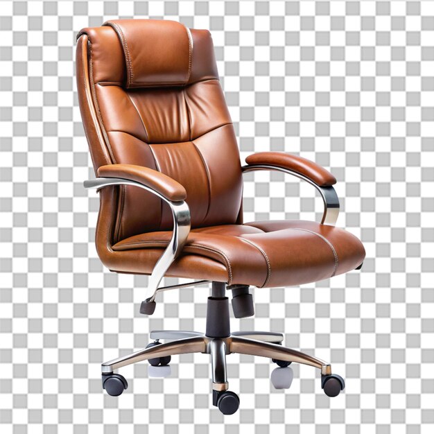 PSD leather office chair isolated on transparent background