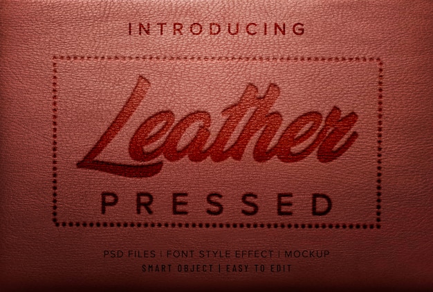 Leather pressed font style effect mockup