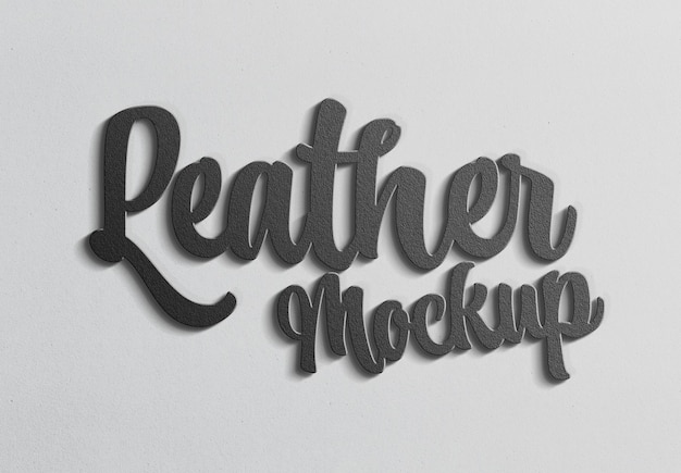 Leather text effect with 3D style and shadow Mockup