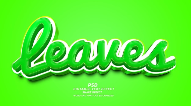 Leaves 3d editable text effect photoshop style