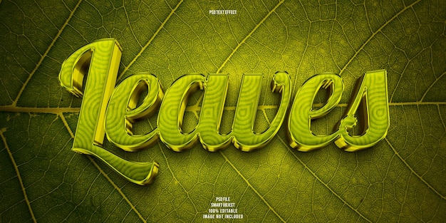 PSD leaves 3d editable text effect