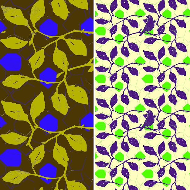 the leaves are purple and green the blue is a pattern of the leaves