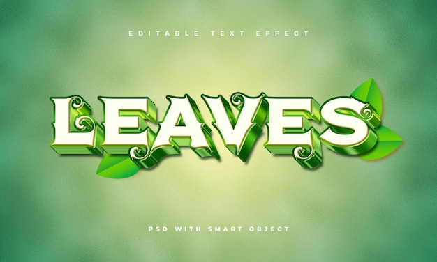 Leaves editable text effect template