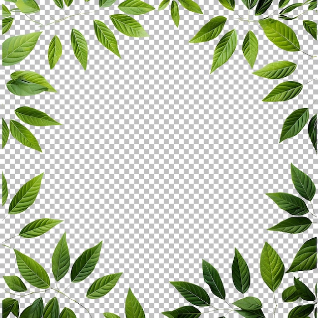 leaves square frame isolated on a transparent background