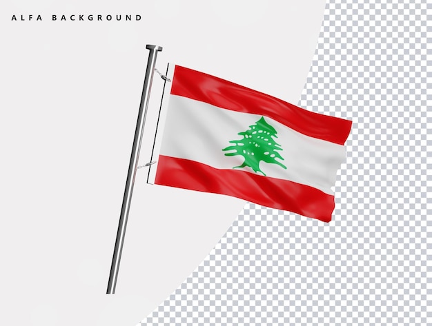 Lebanon high quality flag in realistic 3d render