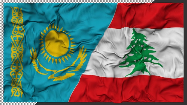 Lebanon and Kazakhstan Two Flags Together Bilateral Relations 3D Rendering