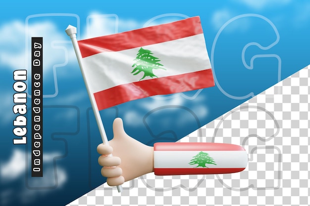 Lebanon waving flag on holding hand or Lebanon flag on holding hand