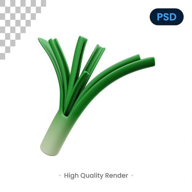 Leek 3D Icon Premium Psd2