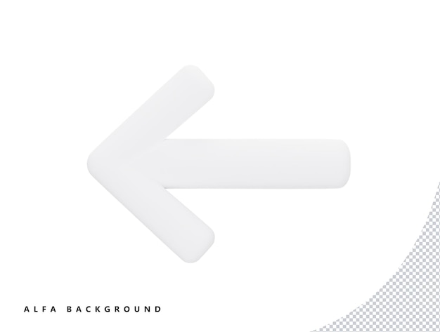 PSD left arrow  with 3d vector icon cartoon minimal style