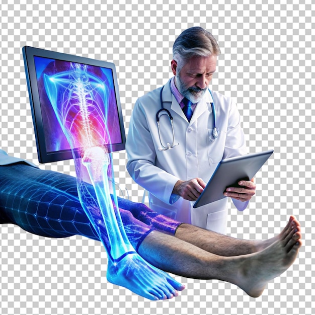 PSD leg ultrasound with holographic overlay radiologist thrombosis on transparent background