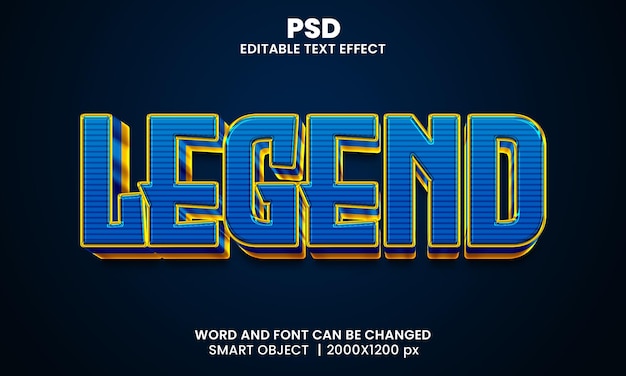 Legend 3d editable text effect Premium Psd with background