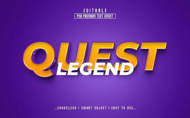 Legend Quest 3d Editable Text Effect Style With Premium Background