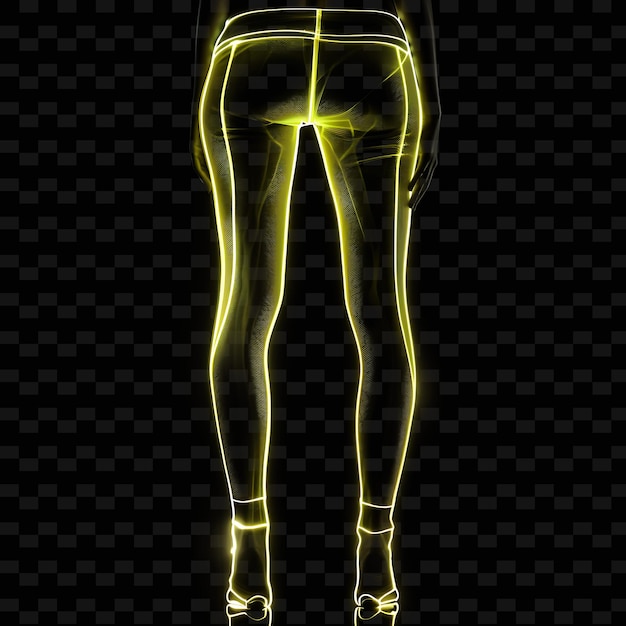 Leggings With High Waist Made With Polyester Organza Glowing PNG Unique Neon Fashion Clothing