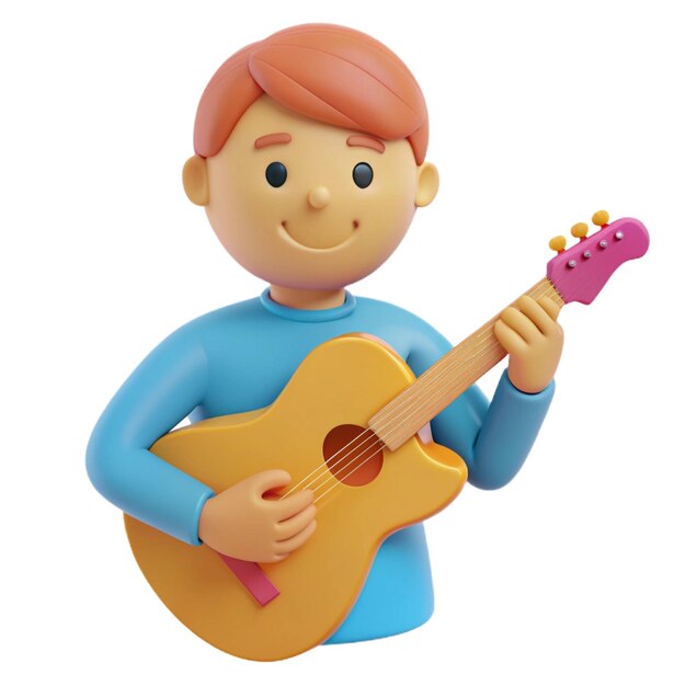 a lego figure of a boy holding a guitar