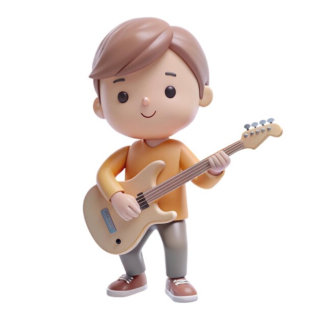 a lego figure of a boy holding a guitar