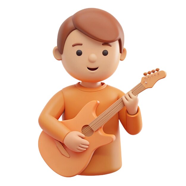 a lego figure of a boy playing a guitar