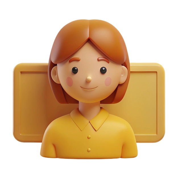 PSD a lego figure of a woman with a yellow shirt on it