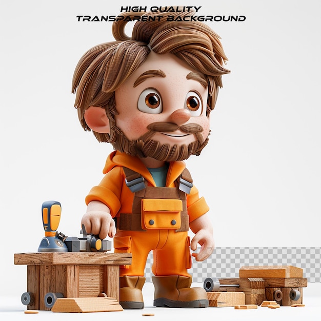 a lego man with a beard and a beard is standing next to a wooden box with a man in a orange jumpsuit