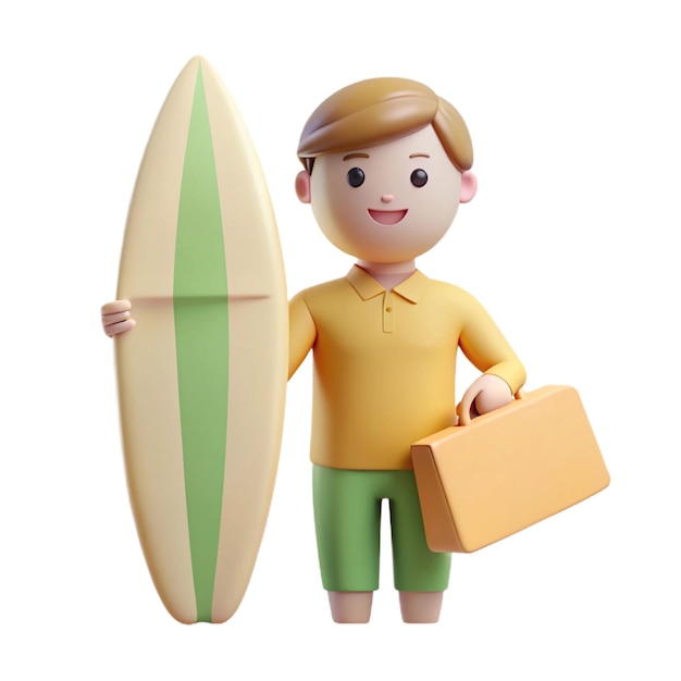 a lego man with a surfboard and a yellow board