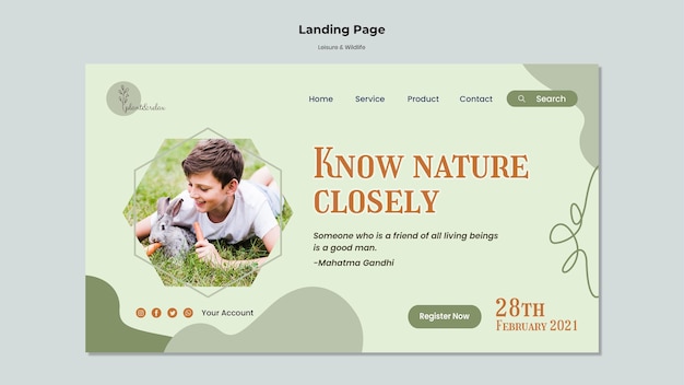 Leisure and wildlife landing page template