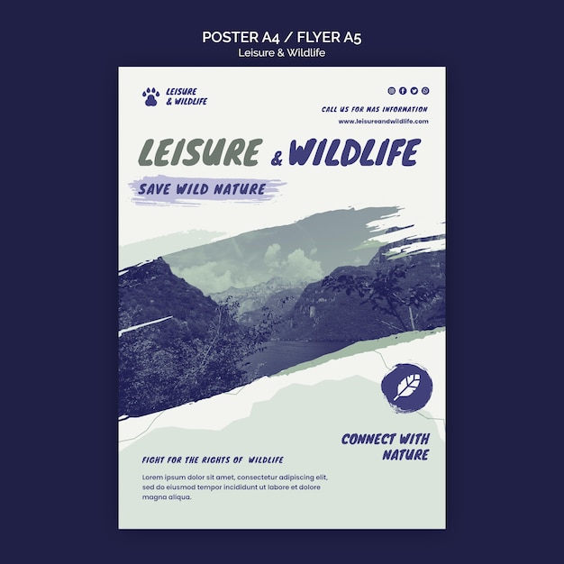 Leisure and wildlife poster template