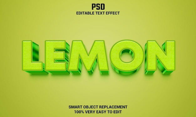 Lemon 3d editable text effect with background Premium Psd