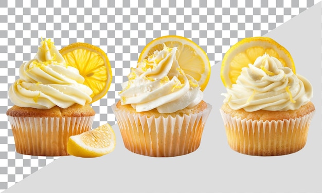 Lemon cupcakes with lemon cream and mint