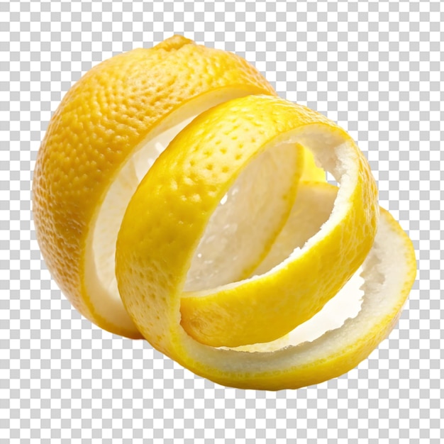 PSD a lemon cut in half and then cut in half again on transparent background