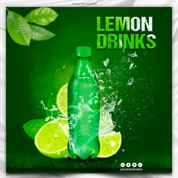 lemon drinks poster design template