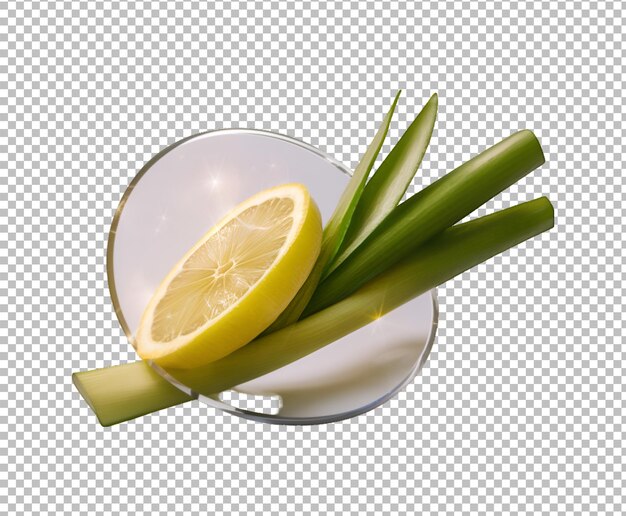 PSD lemon grass slice on transparent background ai generative