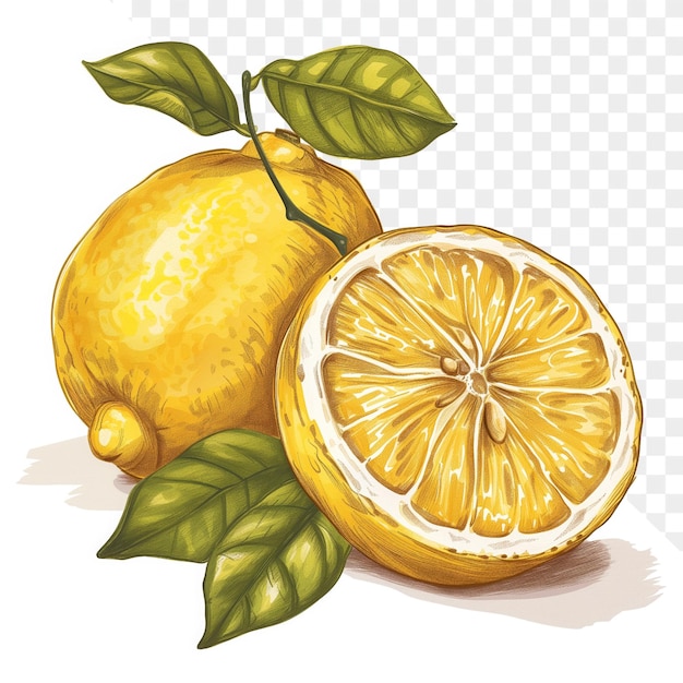 a lemon and a lemon are on a white background