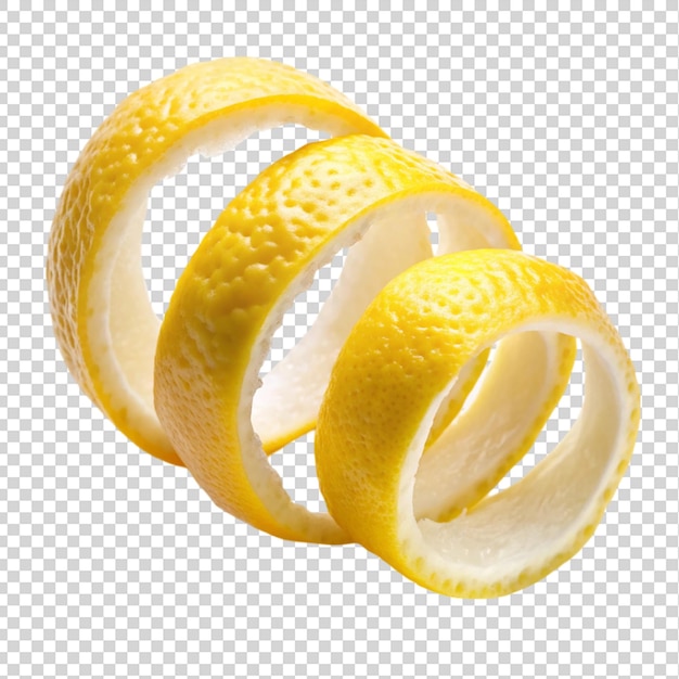 PSD lemon peel twisted isolated on transparent background