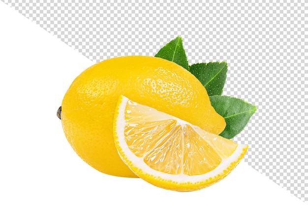 PSD a lemon and a slice of lemon are on a transparent background